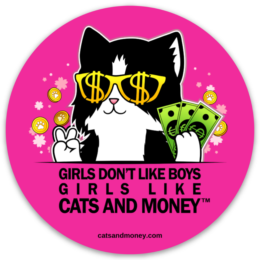 Girls Like Cats And Money Sticker - New!