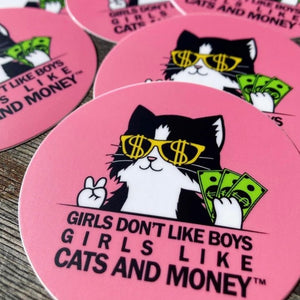 Girls Like Cats And Money Sticker