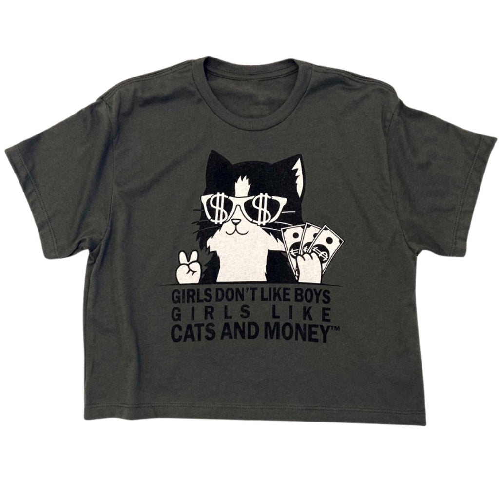 Kitty Cat Crop Top - Charcoal Gray