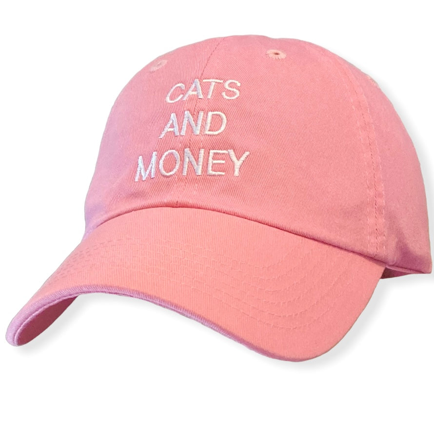 Pink Dad Hat Cats And Money
