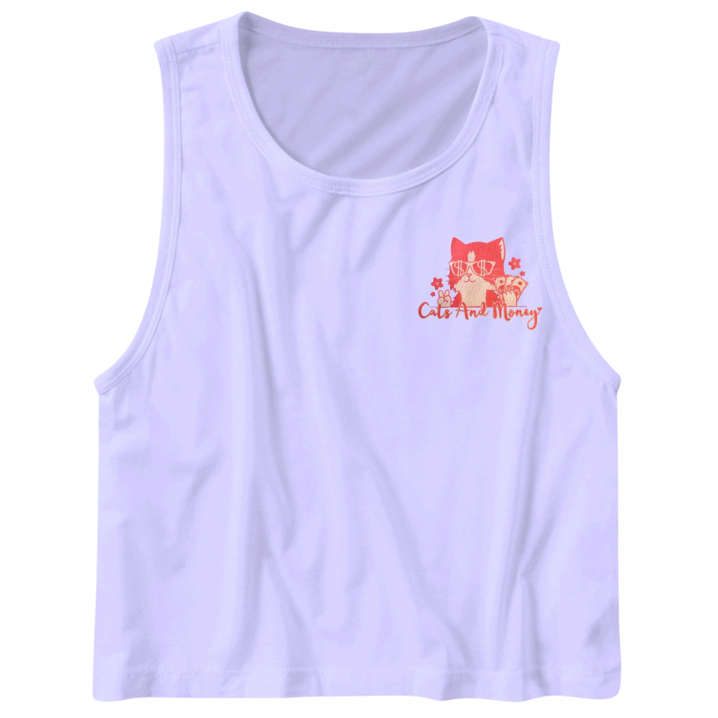 Cutie Kitty Cropped Tank - Lavender