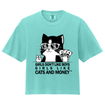 *NEW!* Girls Like Cats And Money Boxy Tee - Fresh Mint