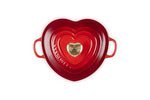 Le Creuset Enameled Cast Iron Traditional Shallow Heart Cocotte, 1.25 Qt., Cerise Light Gold Heart Knob