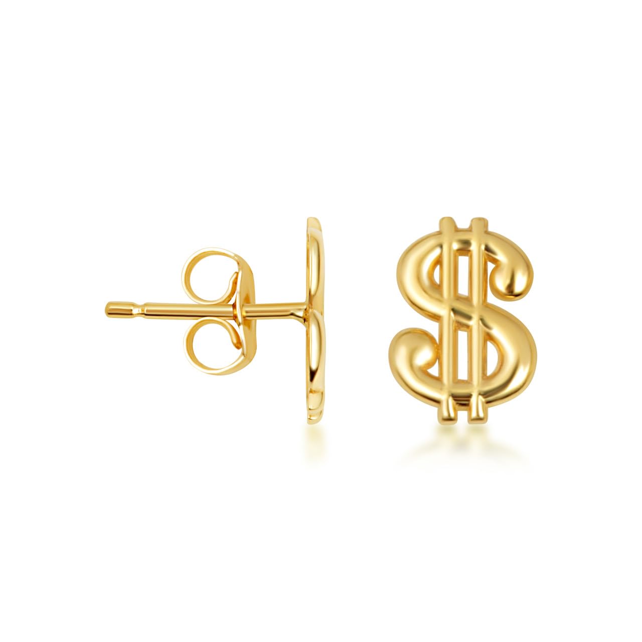 Claddagh Gold 10K & 14K Yellow Dollar Sign Money Stud Earrings