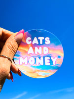 *NEW!* Cats And Money Sticker - Sunset Sky