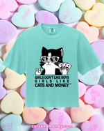 *NEW!* Girls Like Cats And Money Boxy Tee - Fresh Mint