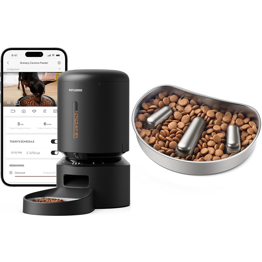PETLIBRO Bundle: Automatic Cat Feeder with Night Vision Camera + Slow Feeder Bowl