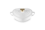 Le Creuset Enameled Cast Iron Traditional Shallow Heart Cocotte, 1.25 Qt., Cerise Light Gold Heart Knob