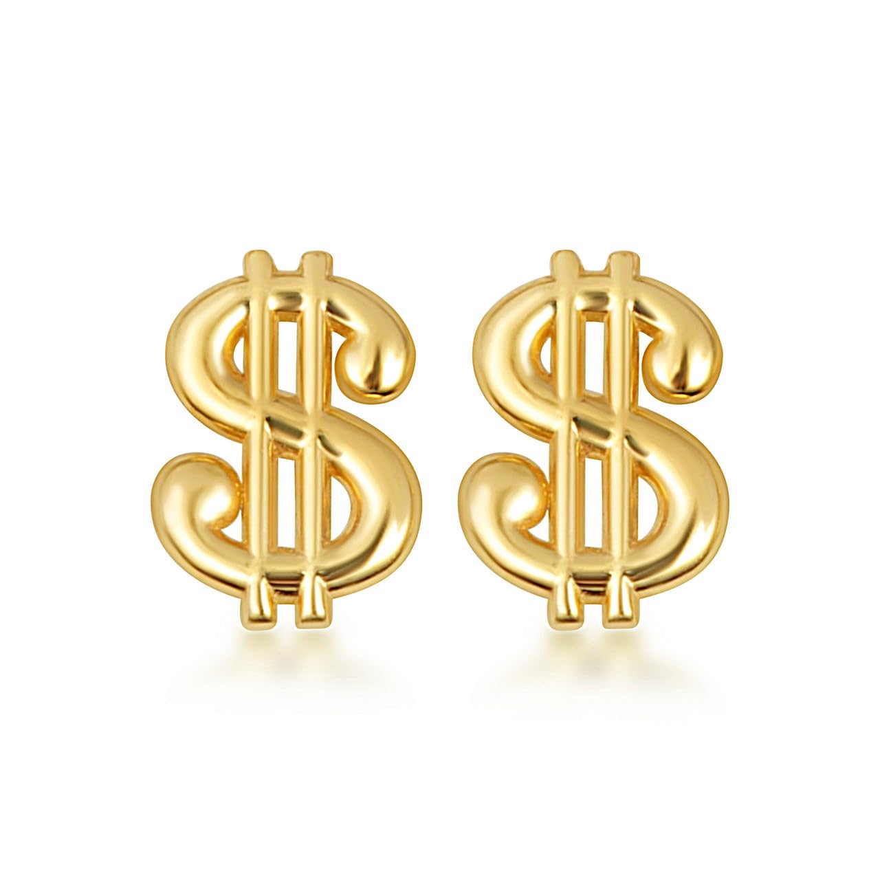 Claddagh Gold 10K & 14K Yellow Dollar Sign Money Stud Earrings