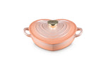 Le Creuset Enameled Cast Iron Traditional Shallow Heart Cocotte, 1.25 Qt., Cerise Light Gold Heart Knob