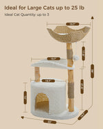 Modern Cat Tree Tower for Large Cats w/2 Flower Perches-Natural Solid Wood Scratching Post with Real Branch