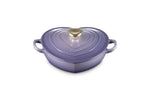Le Creuset Enameled Cast Iron Traditional Shallow Heart Cocotte, 1.25 Qt., Cerise Light Gold Heart Knob