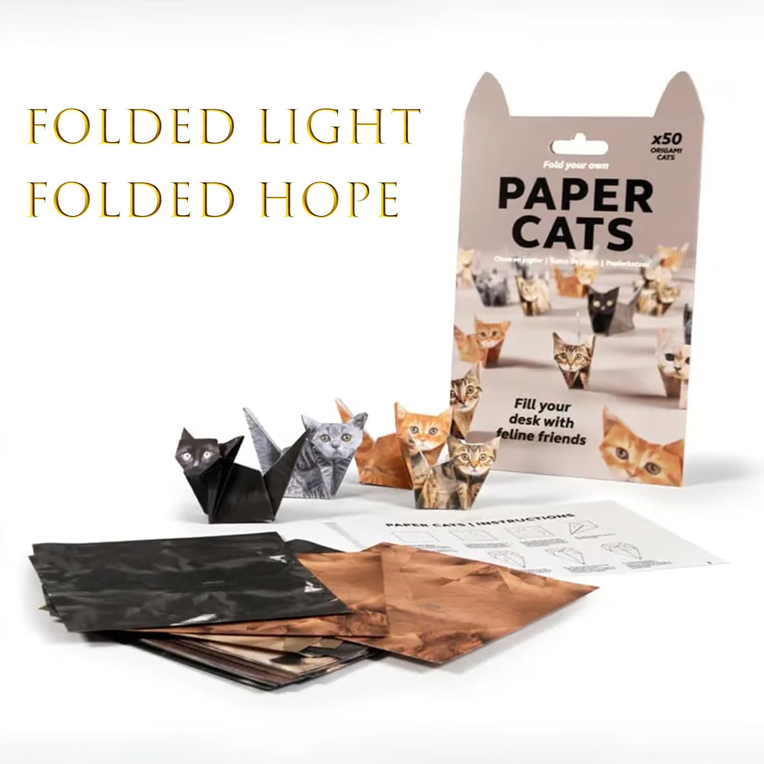 3D Origami Paper Cats