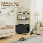 Cat Litter Box Enclosure, Litter Box Furniture Hidden with 2-Tier Storage Shelves