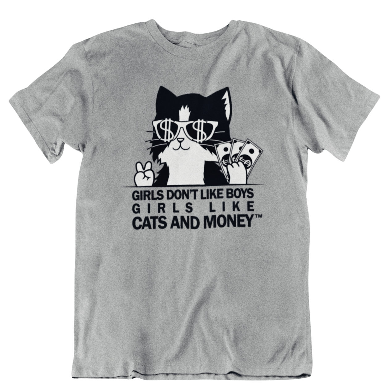 Unisex Kitty Cat Tee - Heather Gray