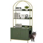 Cat Litter Box Enclosure, Litter Box Furniture Hidden with 2-Tier Storage Shelves