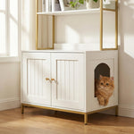 Cat Litter Box Enclosure, Litter Box Furniture Hidden with 2-Tier Storage Shelves