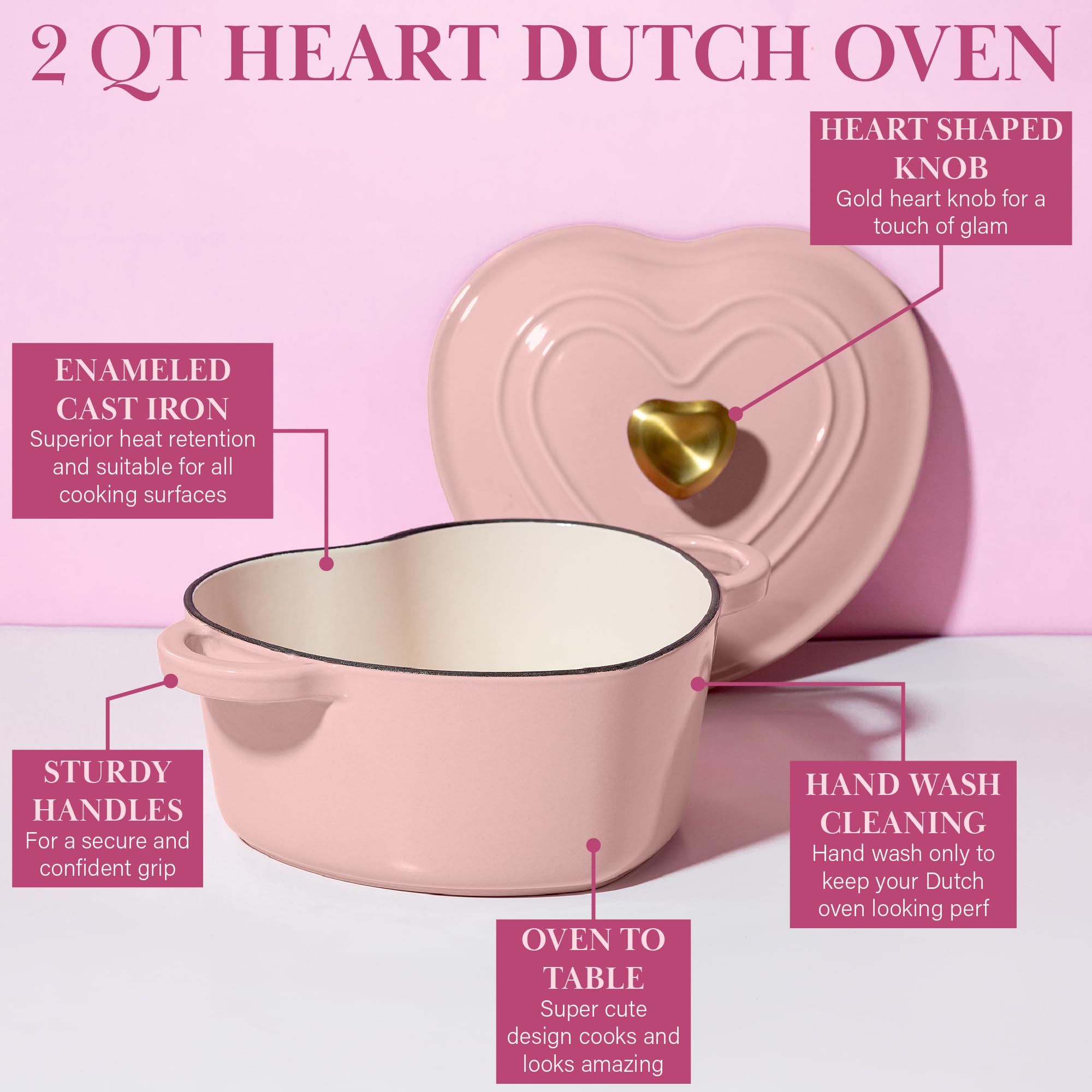 Paris Hilton Heart-Shaped Enameled Cast Iron Dutch Oven