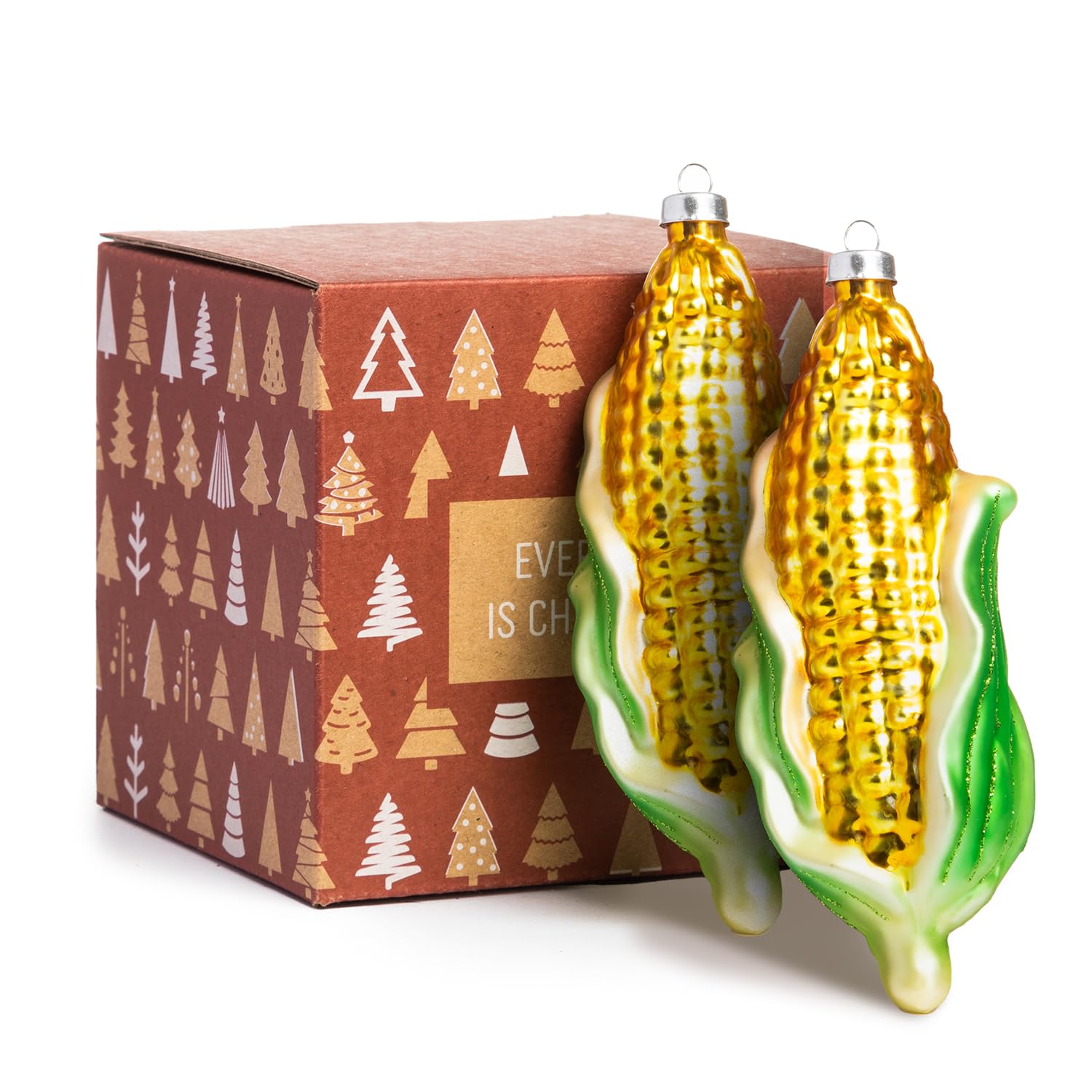 Lucky Cat Blown Glass Ornaments