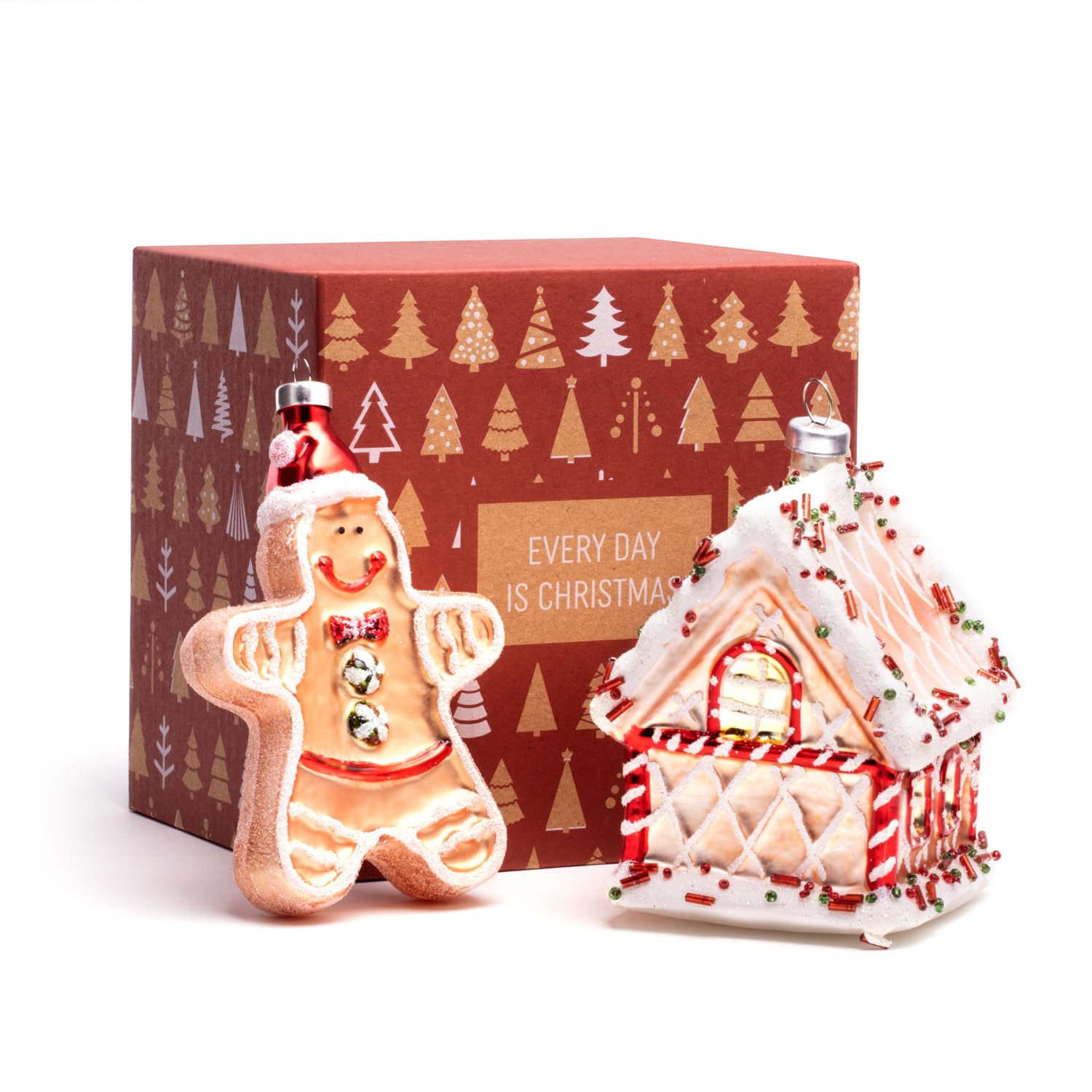 Lucky Cat Blown Glass Ornaments