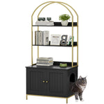 Cat Litter Box Enclosure, Litter Box Furniture Hidden with 2-Tier Storage Shelves