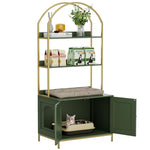 Cat Litter Box Enclosure, Litter Box Furniture Hidden with 2-Tier Storage Shelves