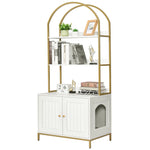 Cat Litter Box Enclosure, Litter Box Furniture Hidden with 2-Tier Storage Shelves