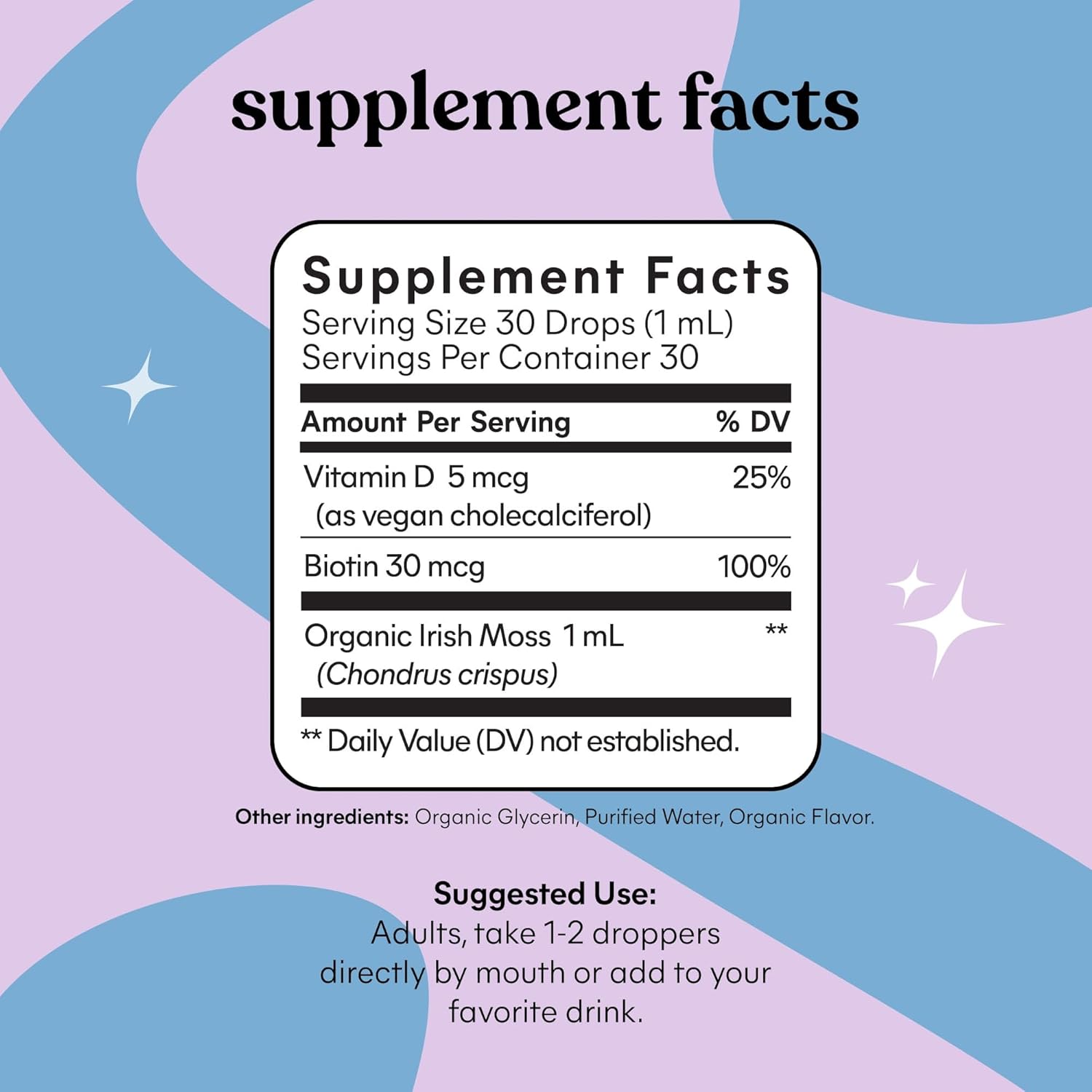 Lemme Irish Sea Moss Organic Liquid Drops with Vitamin D3 and Biotin for Trace Mineral Support, Immunity, Hair, Skin & Nails, Brain Health