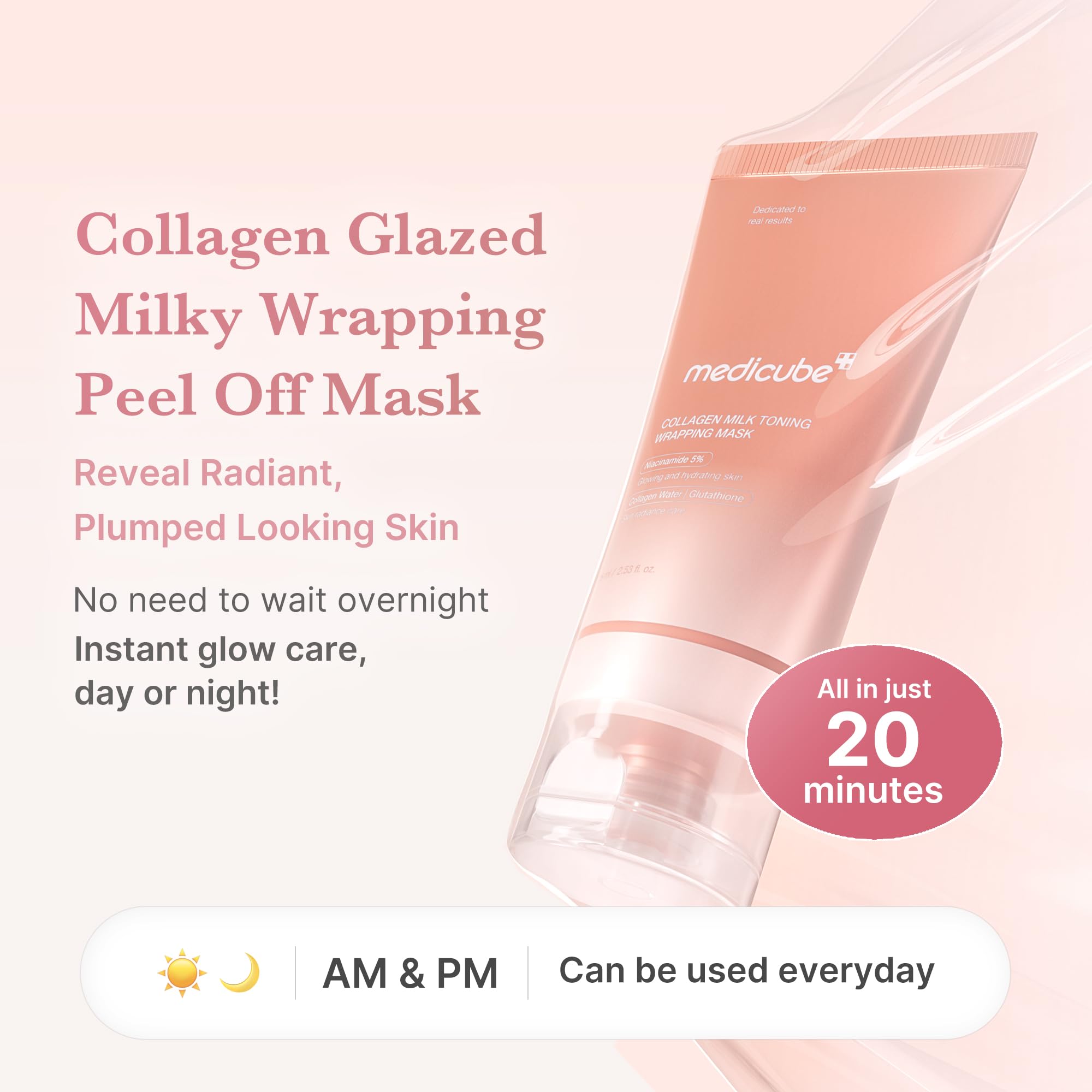 medicube PDRN Caffeine Overnight Wrapping Peel Off Facial Mask | Firming, Depuffing & Hydration | Salmon DNA + Caffeine + Collagen