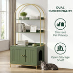 Cat Litter Box Enclosure, Litter Box Furniture Hidden with 2-Tier Storage Shelves
