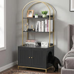 Cat Litter Box Enclosure, Litter Box Furniture Hidden with 2-Tier Storage Shelves