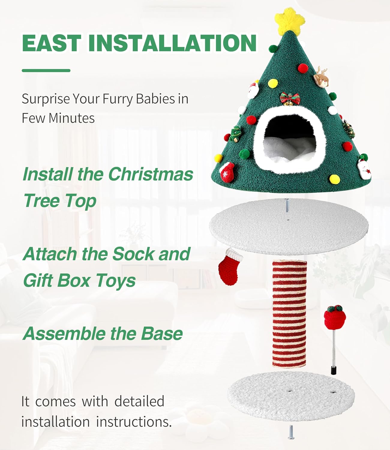 Christmas Cat Tree with Scratching Post