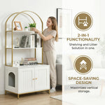 Cat Litter Box Enclosure, Litter Box Furniture Hidden with 2-Tier Storage Shelves
