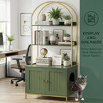 Cat Litter Box Enclosure, Litter Box Furniture Hidden with 2-Tier Storage Shelves