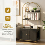 Cat Litter Box Enclosure, Litter Box Furniture Hidden with 2-Tier Storage Shelves