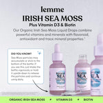 Lemme Irish Sea Moss Organic Liquid Drops with Vitamin D3 and Biotin for Trace Mineral Support, Immunity, Hair, Skin & Nails, Brain Health