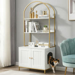 Cat Litter Box Enclosure, Litter Box Furniture Hidden with 2-Tier Storage Shelves