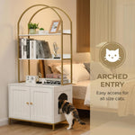 Cat Litter Box Enclosure, Litter Box Furniture Hidden with 2-Tier Storage Shelves
