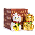 Lucky Cat Blown Glass Ornaments
