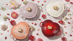 Le Creuset Enameled Cast Iron Traditional Shallow Heart Cocotte, 1.25 Qt., Cerise Light Gold Heart Knob