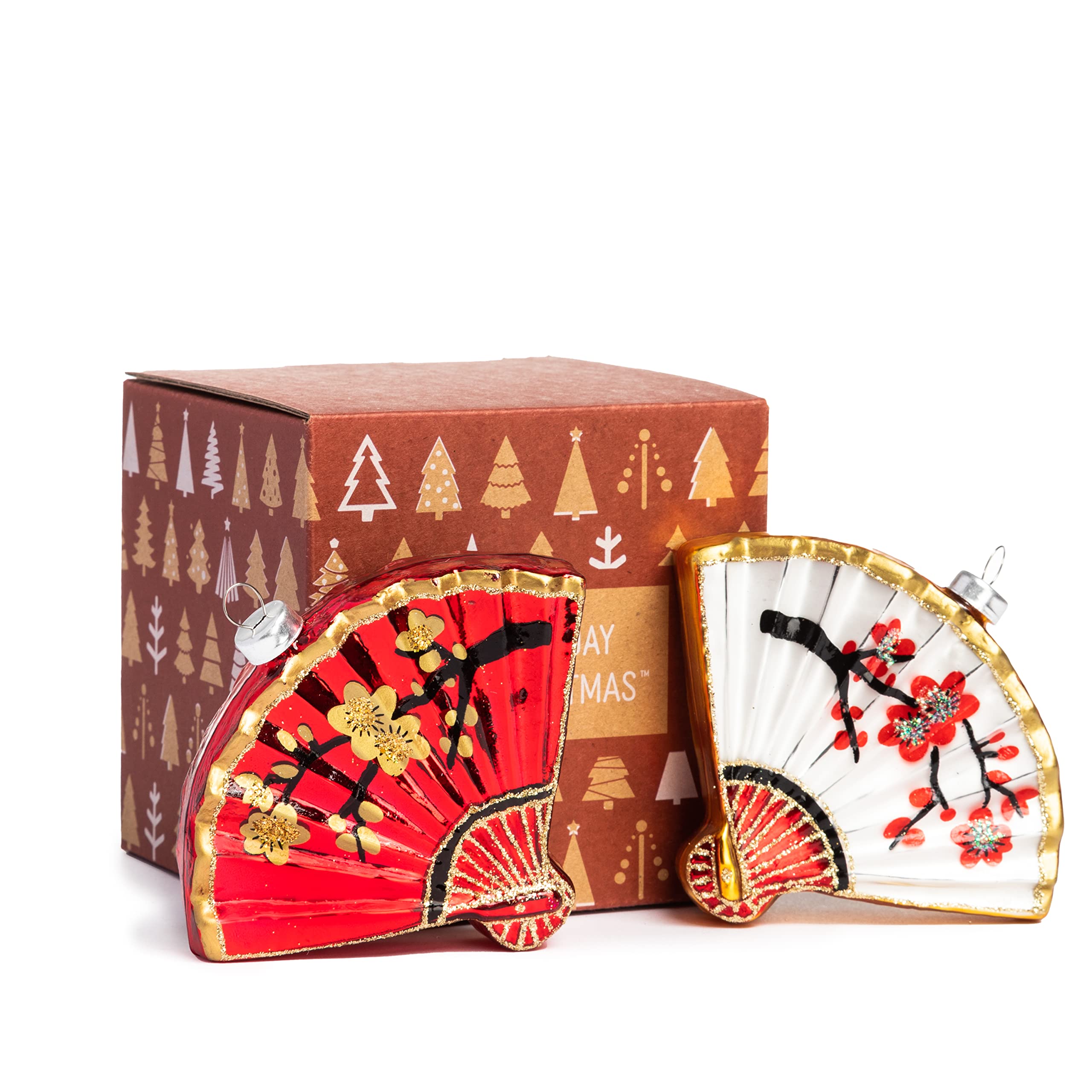 Lucky Cat Blown Glass Ornaments