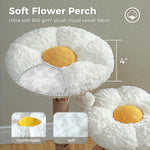 Modern Cat Tree Tower for Large Cats w/2 Flower Perches-Natural Solid Wood Scratching Post with Real Branch