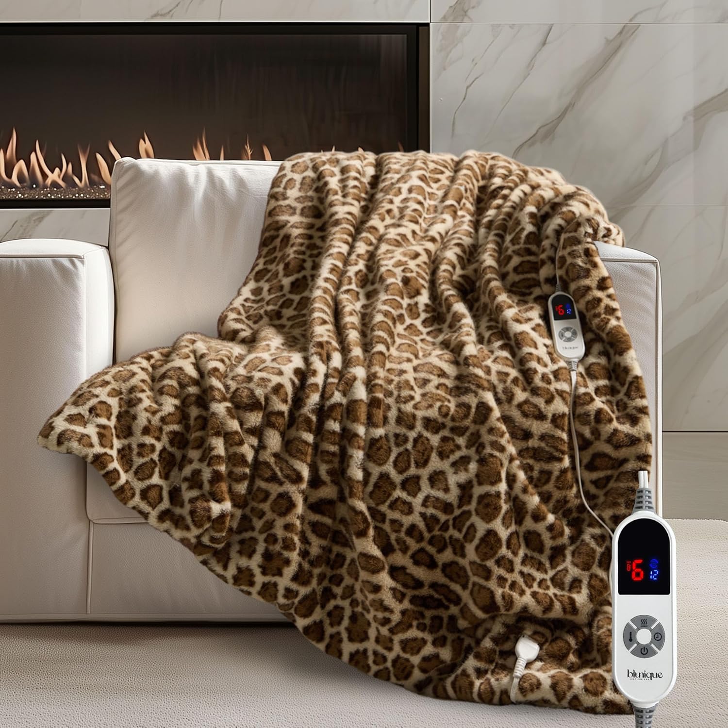 Leopard Print Heated Blanket