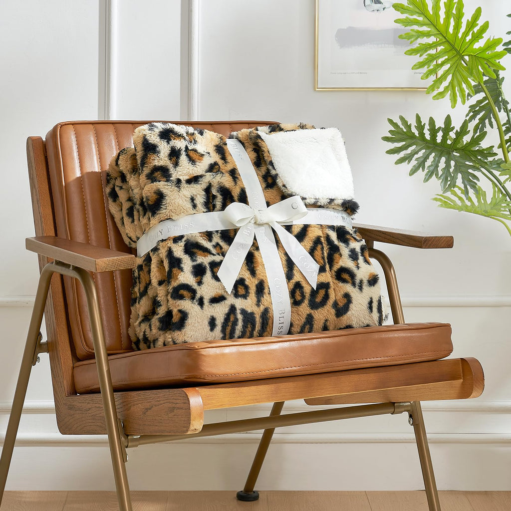 Leopard Print Faux Fur Blanket