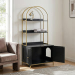 Cat Litter Box Enclosure, Litter Box Furniture Hidden with 2-Tier Storage Shelves