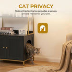 Cat Litter Box Enclosure, Litter Box Furniture Hidden with 2-Tier Storage Shelves