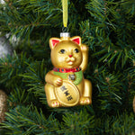 Lucky Cat Blown Glass Ornaments