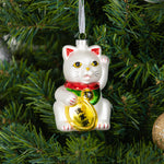 Lucky Cat Blown Glass Ornaments