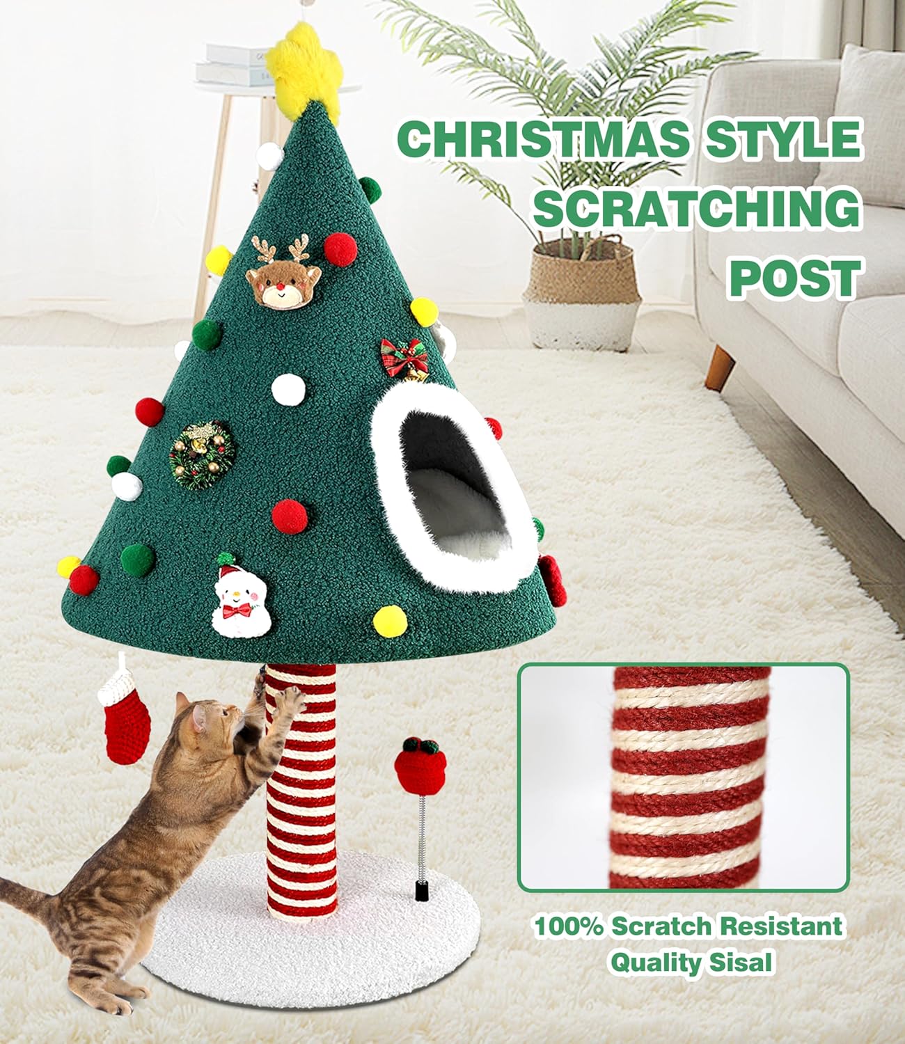 Christmas Cat Tree with Scratching Post