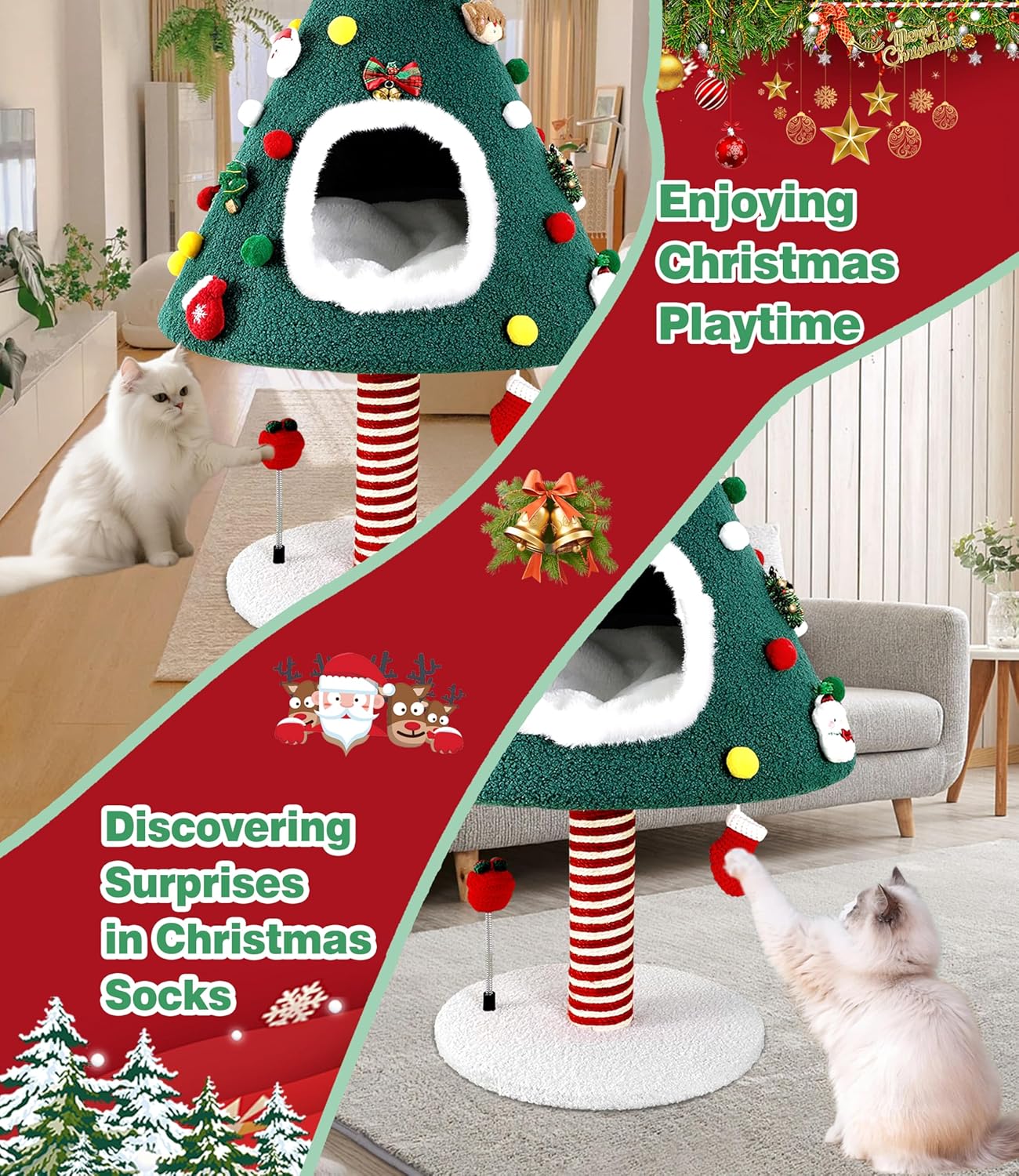 Christmas Cat Tree with Scratching Post